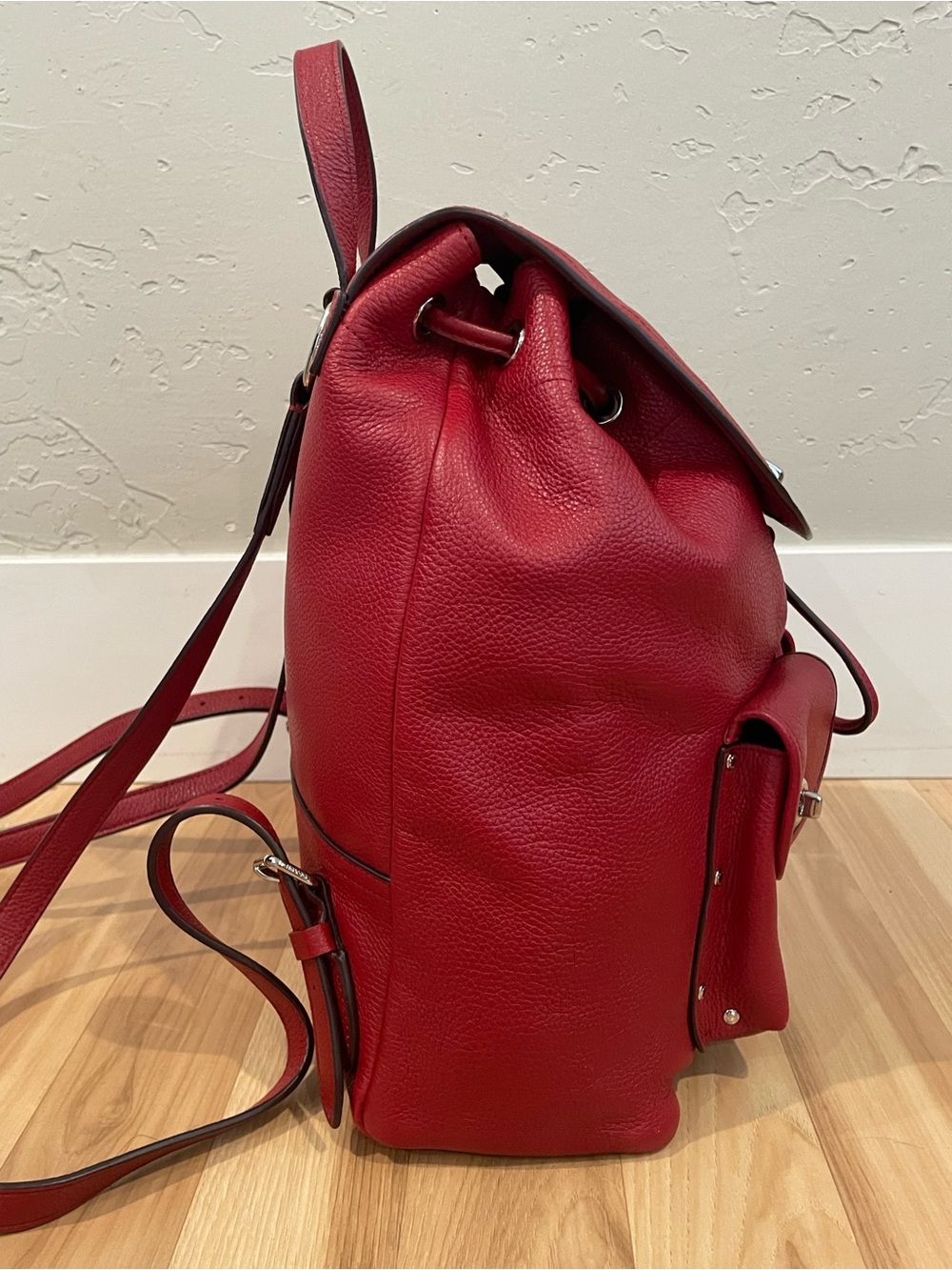 Coach EUC Red Pebble Leather Turnlock Backpack with stud pocket detail. ♥️ - Picture 5 of 16